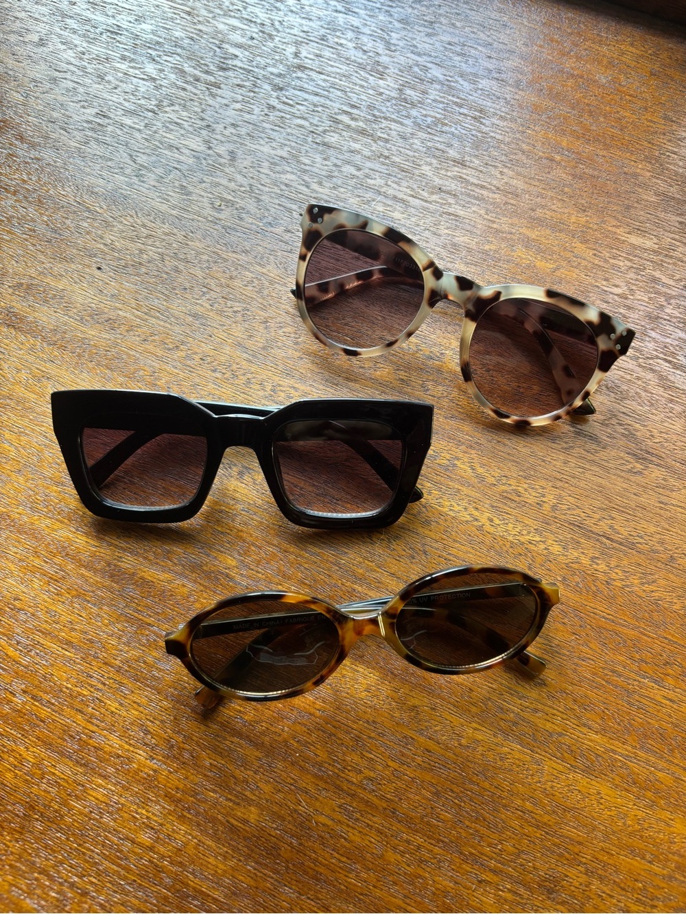 3 pairs Women’s Sunglasses - Black, Tortoiseshell & Cream Styles